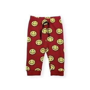 NWOT Petite Hailey Smiley Face Knit Cropped Pants in Red